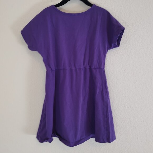 Hanna Andersson 110 5T 5 Dress Cat Short Sleeve Purple Summer Spring - Picture 4 of 6